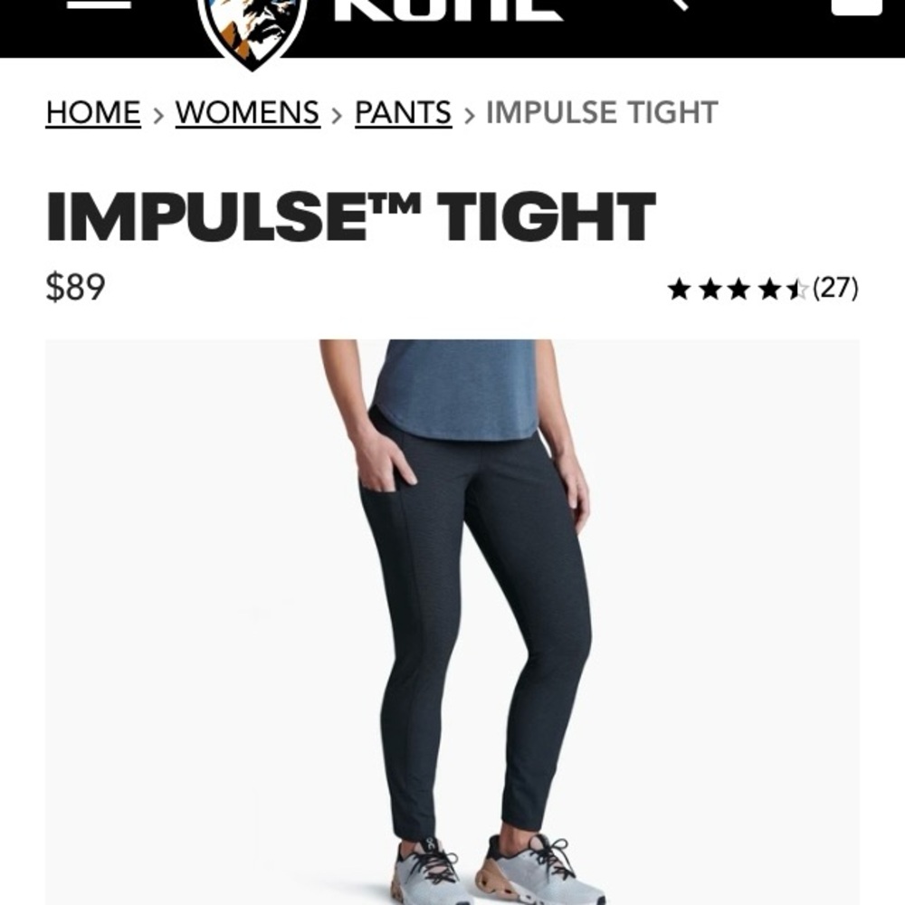NWT Kuhl Women's Impulse Trail or Casual Pants - Charcoal/Black Medium